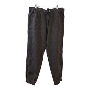 INC International Concepts 100% Linen Black Wide Leg Pants Size 14